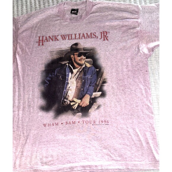 Vintage Hank Williams Jr. Wham Bam Tour 1996 Shirt 2XL Single Stitch - Picture 1 of 5